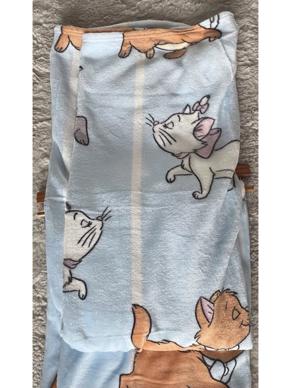 Disney The Aristocats Marie Toulouse & Berlioz Blue Soft Throw Blanket 50”x70”